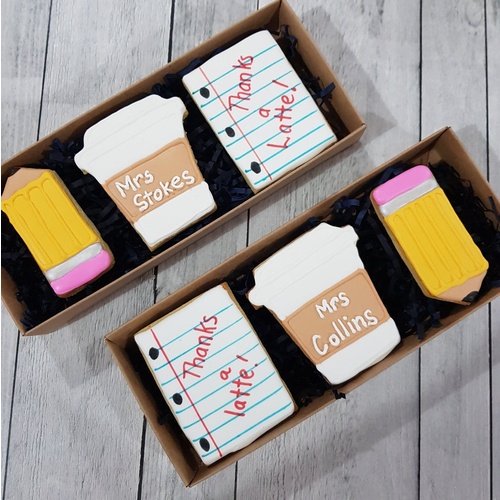 "Thanks a Latte" Teacher Cookie Gift Box with Voucher