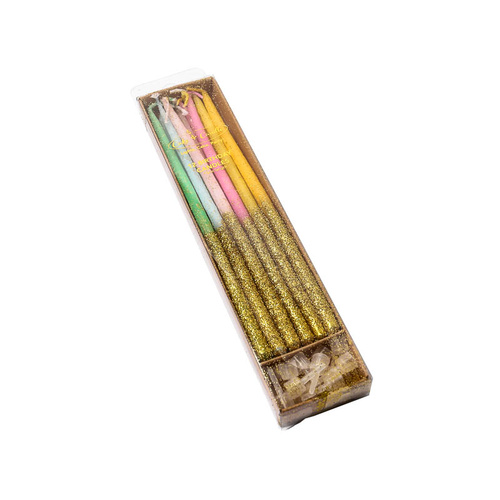 Rainbow Glitter Dipped Candles (12 Pack)