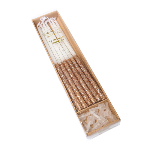 Rose Gold Dipped Candles (12 Pack)