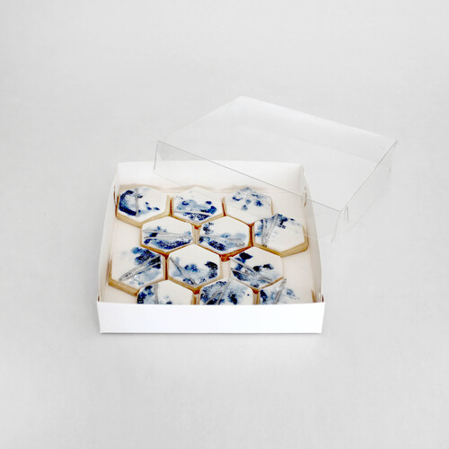 Biscuit Box with Clear Lid 155x155x30mm