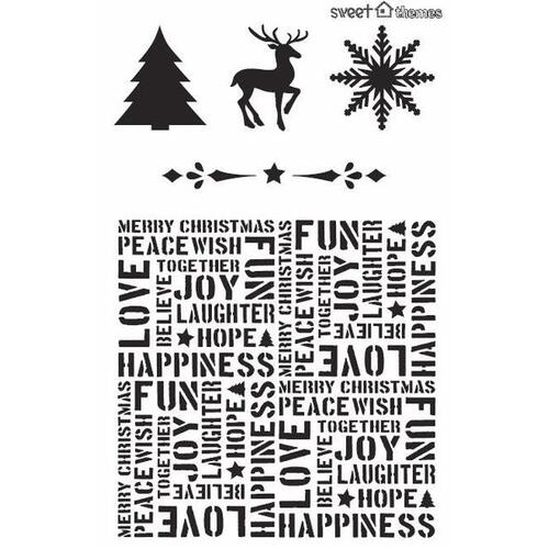 COOKIE STENCIL - Christmas Words, Background & Symbols