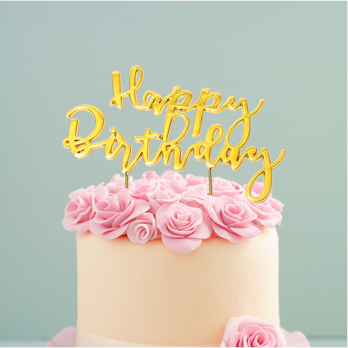 Gold Cake Topper - HAPPY BIRTHDAY