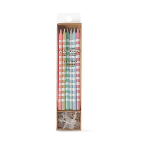 Pastel Striped Cake Candles (12 Pack)