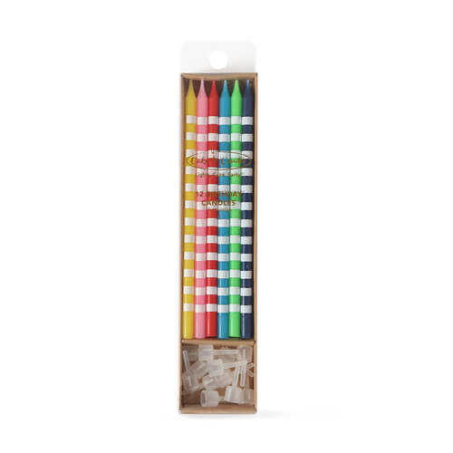 Bright Striped Cake Candles (12 Pack)