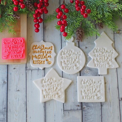 FONDANT STAMP - Christmas Wishes and Mistletoe Kisses
