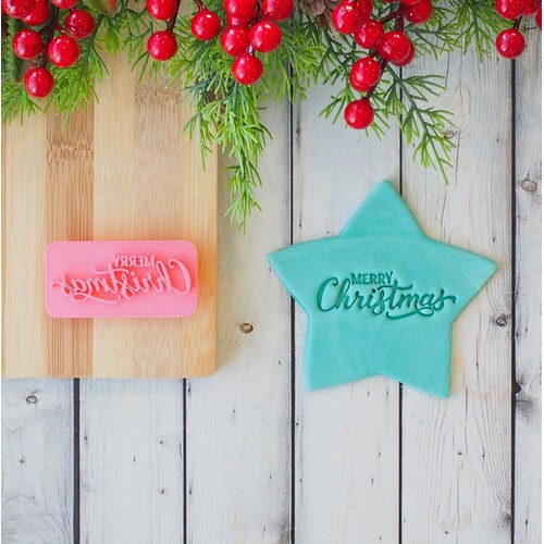 FONDANT STAMP - Merry Christmas (Funky)