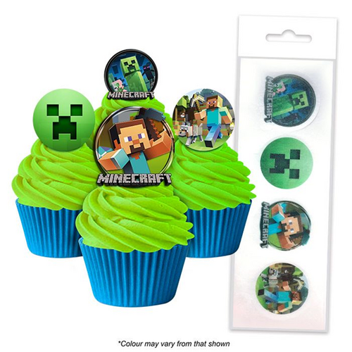 MINECRAFT | Edible Cupcake Toppers | 16 Pieces