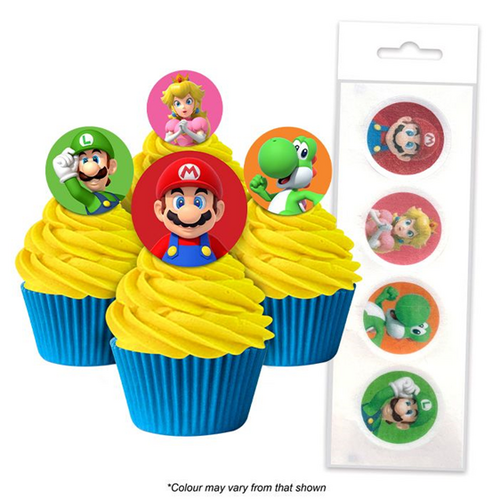 SUPER MARIO BROS| Edible Cupcake Toppers | 16 Pieces