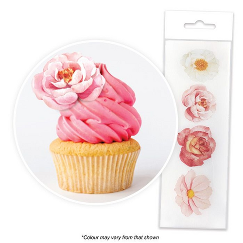 ASSORTED FLOWERS | Edible Cupcake Toppers | 16 Pieces