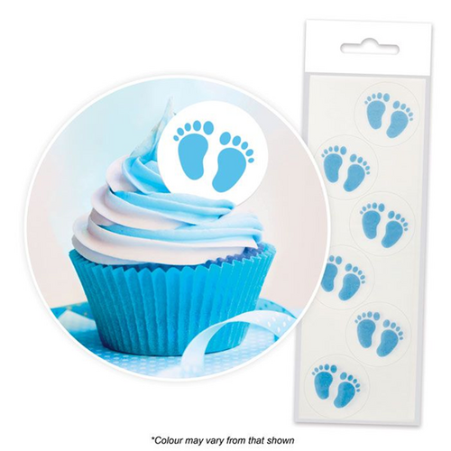 BLUE BABY FEET | Edible Cupcake Toppers | 24 Pieces
