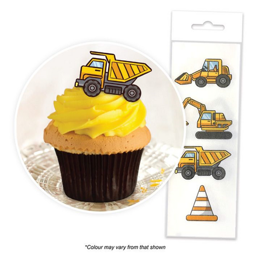 CONSTRUCTION | Edible Cupcake Toppers | 16 Pieces