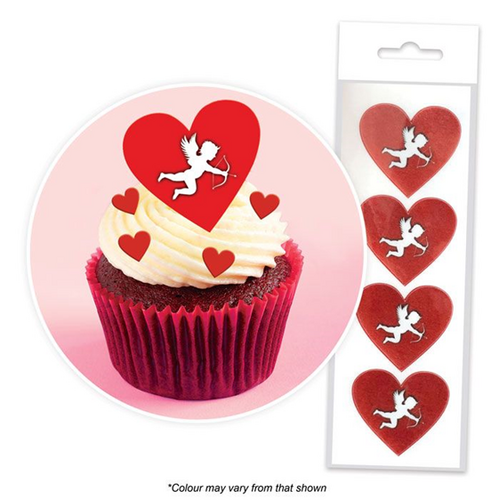 CUPID HEARTS | Edible Cupcake Toppers | 16 Pieces