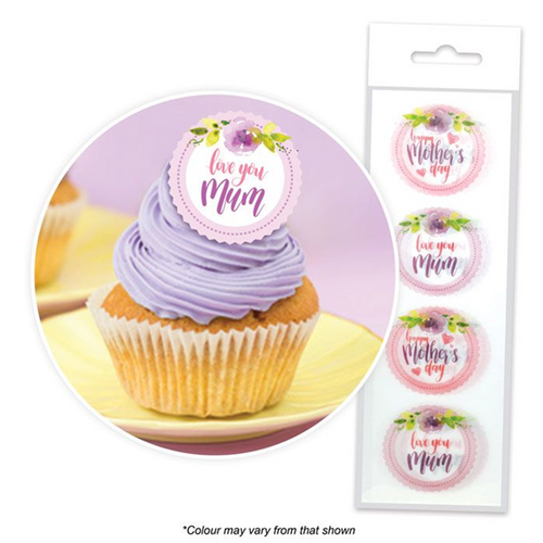 MOTHER'S DAY | Edible Cupcake Toppers | 16 Pieces