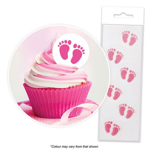 PINK BABY FEET | Edible Cupcake Toppers | 24 Pieces