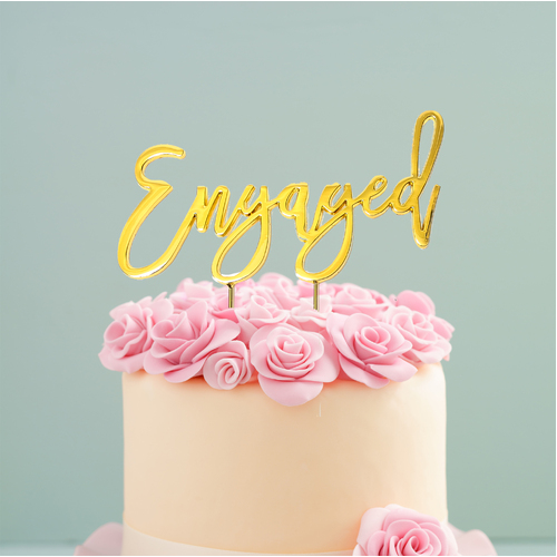 Gold Cake Topper - ENGAGED