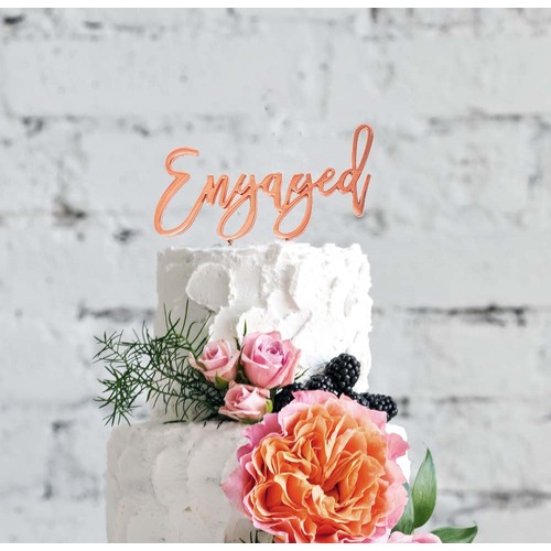Rose Gold Cake Topper - ENGAGED