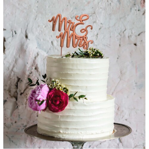 Rose Gold Cake Topper - MR & MRS