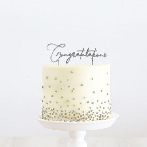 Silver Cake Topper - CONGRATULATIONS