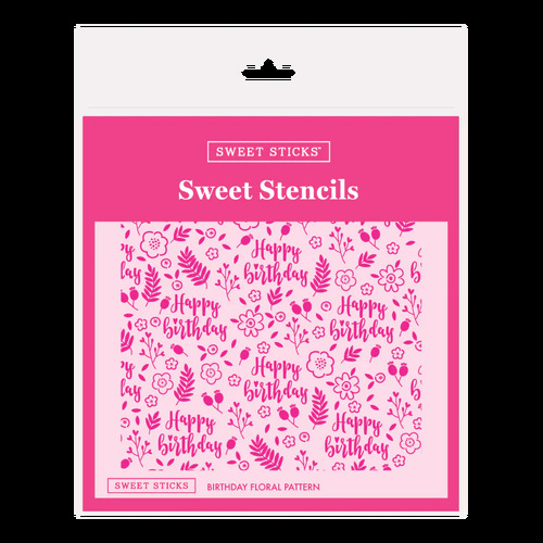 COOKIE STENCIL - Happy Birthday Floral