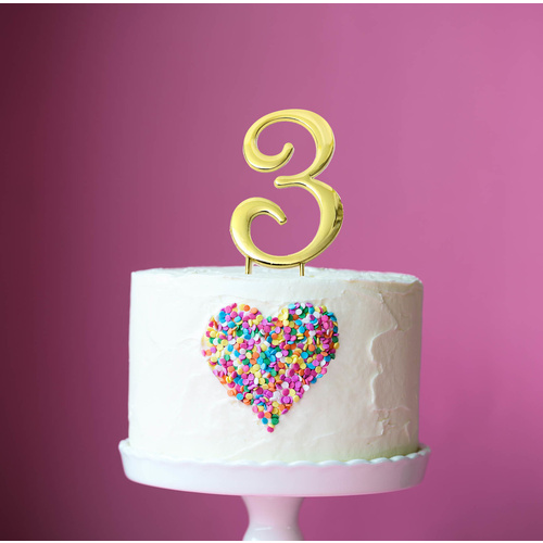 Gold Cake Topper - NUMBER 3