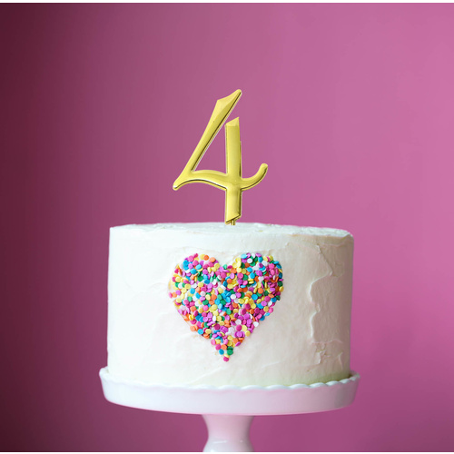 Gold Cake Topper - NUMBER 4