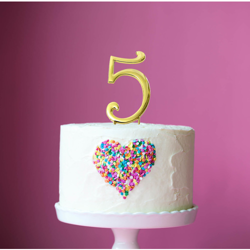 Gold Cake Topper - NUMBER 5