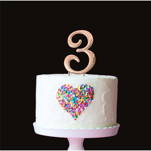 Rose Gold Cake Topper - NUMBER 3