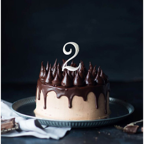 Silver Cake Topper - NUMBER 2
