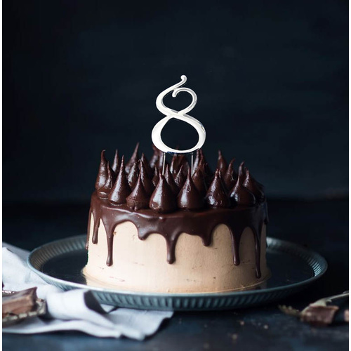 Silver Cake Topper - NUMBER 8
