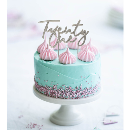 Silver Cake Topper - TWENTY ONE