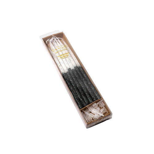 Black Glitter Dipped Candles (12 Pack)