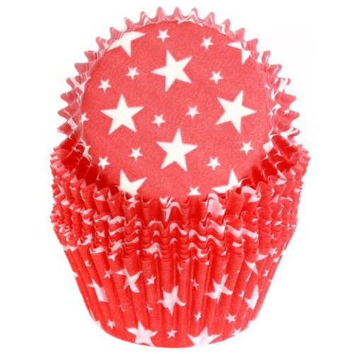 Red Stars Cupcake Cases - 50 Pack