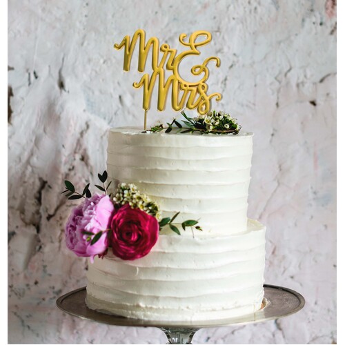 Gold Cake Topper - MR & MRS