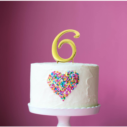 Gold Cake Topper - NUMBER 6